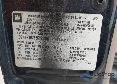 2006 Chevrolet Suburban 1500 Lt z USA, uszkodzony, nr VIN 3GNFK16Z56G129802